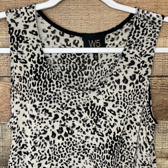 Anthropologie W5 White Black Leopard Tank Top Size Small - Picture 2 of 7